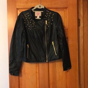 Faux leather gold studded jacket
